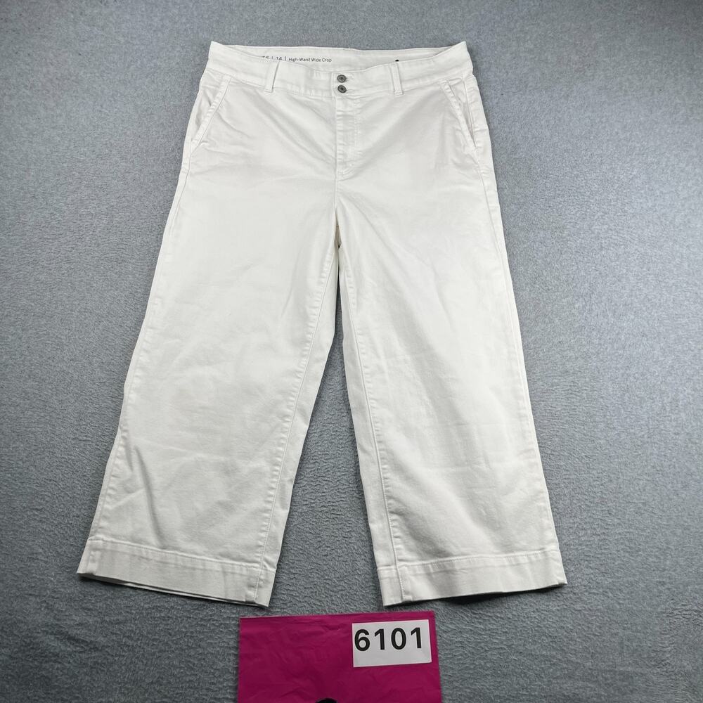 Talbots Flawless Jeans High Waist Wide Crop Womens Size 14 White